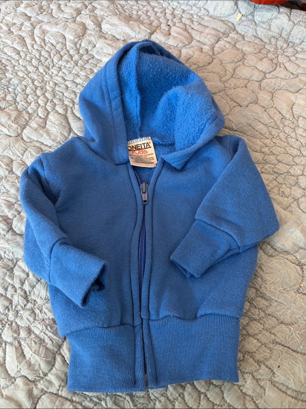 Vintage (90's) Oneita Kids Royal Blue Zip-Up Hoodie